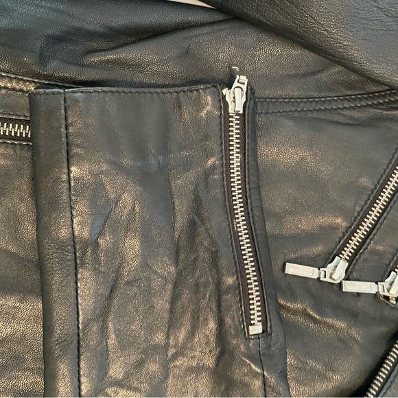 Aqua by Bloomingdale’s Black Leather Moto Jacket - Picture 7 of 12